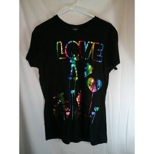 Vintage The Beatles LOVE Cirque du Soleil Graphic Tee Rainbow Print Black XXL‎